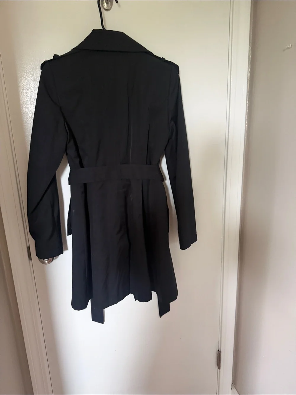 Dkny Black Classic Trench Coat with Waist Tie
